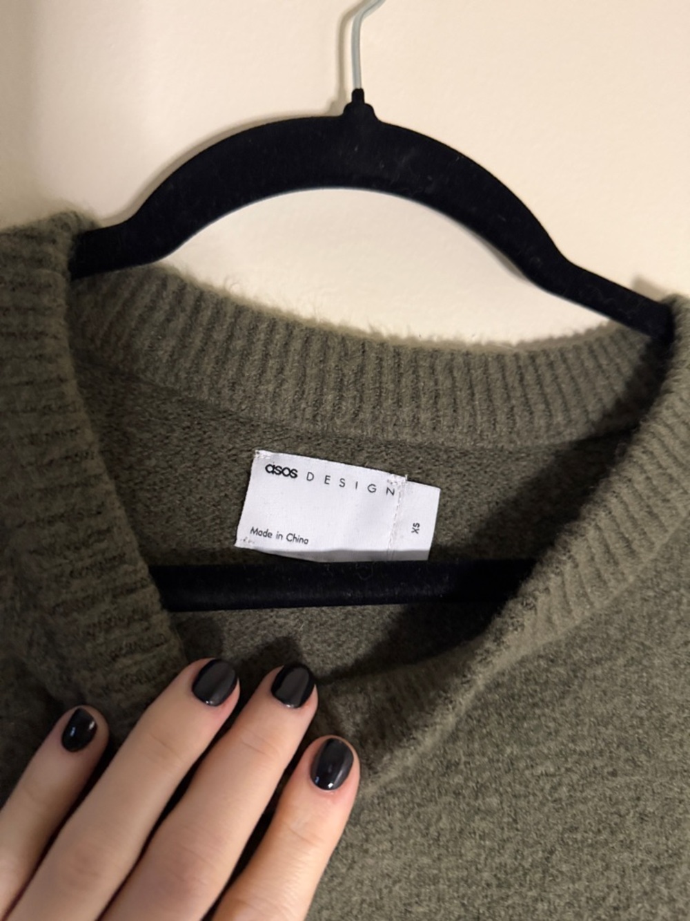 ASOS Design Cozy Olive Crewneck Sweater - Picture 2 of 2